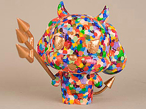 Sales of custom-painted figurines — some created by celebrities, such as this piece by Seth Rogan — benefit the Picasso Veterinary Fund.