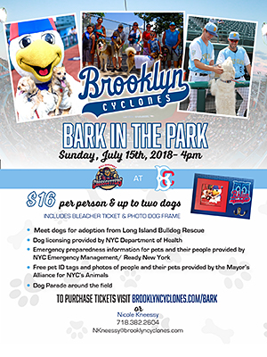 Bark in the Park - Sunday, July 15, 2018