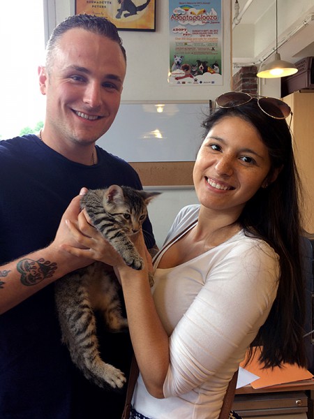 An NYPD officer from PSA2, Dustin Morrow, and his girlfriend, Alissa Field, adopted Keanu, who is now named Taco.