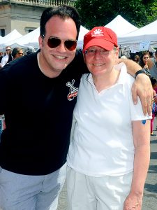 Sean-Patrick Hillman of Rock & Rawide and Jane Hoffman of the Mayor's Alliance for NYC's Animals at Adoptapalooza Union Square on May 31, 2015. (Photo by PawPrintsByDave)