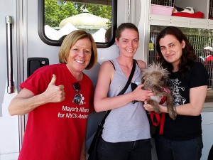 Katie and Zoey were introduced by Alliance staff members, Debbie and Barbra, on the Alliance's pet adoption van at Maddie's Pet Adoption Days in June 2014. (Photo by Krista Menzel)