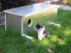 An insulated feral cat shelter crafted by Ian Henry. (Photo by Ashot Karamian)